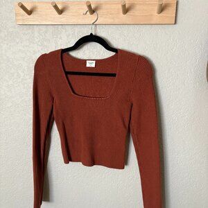 LIKE NEW Abercrombie & Fitch Women's Square Neck Ribbed Long Sleeve Shirt (Top)